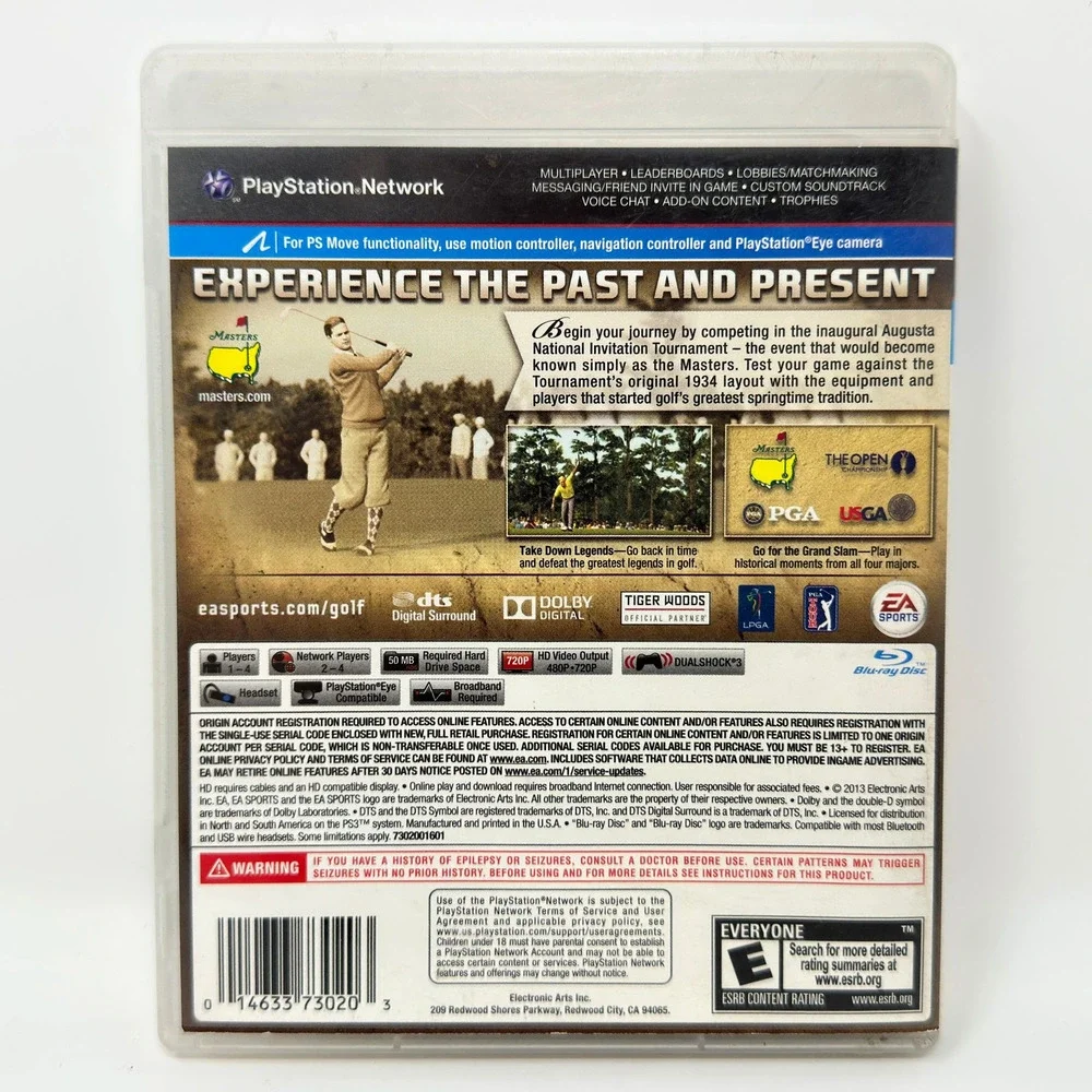 EA Sports Masters Historic Edition PS3 Tiger Woods PGA Tour 14 Case Disc Manual